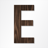 Die-Cut 12 Inch Tall Letter Upper Case E Dark Walnut