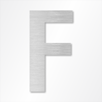 Die-Cut 12 Inch Tall Letter Upper Case F Brushed Aluminum