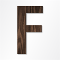 Die-Cut 12 Inch Tall Letter Upper Case F Dark Walnut