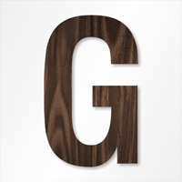 Die-Cut 12 Inch Tall Letter Upper Case G Dark Walnut