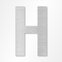 Die-Cut 12 Inch Tall Letter Upper Case H Brushed Aluminum