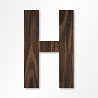 Die-Cut 12 Inch Tall Letter Upper Case H Dark Walnut