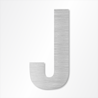 Die-Cut 12 Inch Tall Letter Upper Case J Brushed Aluminum