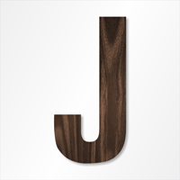 Die-Cut 12 Inch Tall Letter Upper Case J Dark Walnut