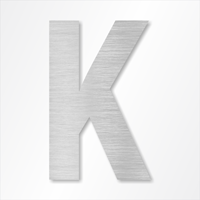 Die-Cut 12 Inch Tall Letter Upper Case K Brushed Aluminum