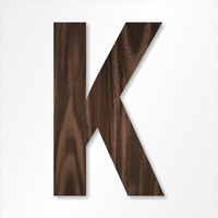 Die-Cut 12 Inch Tall Letter Upper Case K Dark Walnut