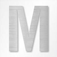 Die-Cut 12 Inch Tall Letter Upper Case M Brushed Aluminum