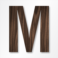 Die-Cut 12 Inch Tall Letter Upper Case M Dark Walnut