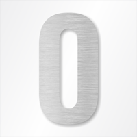 Die-Cut 12 Inch Tall Number 0 Brushed Aluminum