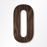 Die-Cut 12 Inch Tall Number 0 Dark Walnut