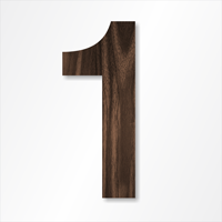 Die-Cut 12 Inch Tall Number 1 Dark Walnut