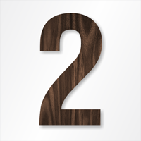 Die-Cut 12 Inch Tall Number 2 Dark Walnut