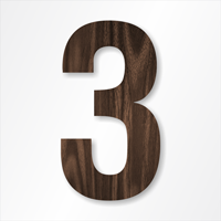 Die-Cut 12 Inch Tall Number 3 Dark Walnut