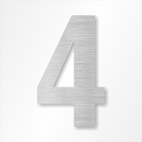 Die-Cut 12 Inch Tall Number 4 Brushed Aluminum