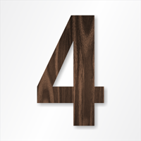 Die-Cut 12 Inch Tall Number 4 Dark Walnut