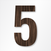 Die-Cut 12 Inch Tall Number 5 Dark Walnut