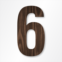 Die-Cut 12 Inch Tall Number 6 Dark Walnut