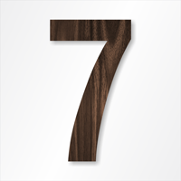 Die-Cut 12 Inch Tall Number 7 Dark Walnut