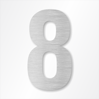 Die-Cut 12 Inch Tall Number 8 Brushed Aluminum