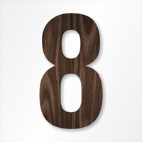 Die-Cut 12 Inch Tall Number 8 Dark Walnut