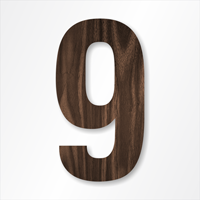 Die-Cut 12 Inch Tall Number 9 Dark Walnut