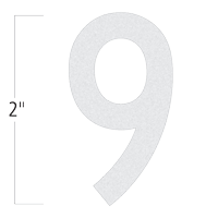 Die-Cut 2 Inch Tall Reflective Number 9 White