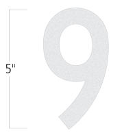 Die-Cut 5 Inch Tall Reflective Number 9 White