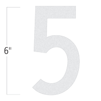 Die-Cut 6 Inch Tall Reflective Number 5 White