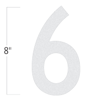 Die-Cut 8 Inch Tall Reflective Number 6 White