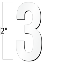 2 inch Die-Cut Magnetic Number - 3, White