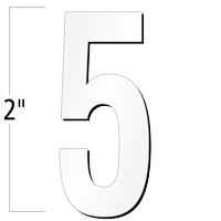 2 inch Die-Cut Magnetic Number - 5, White