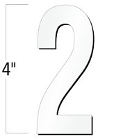 4 inch Die-Cut Magnetic Number - 2, White