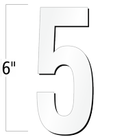 6 inch Die-Cut Magnetic Number - 5, White