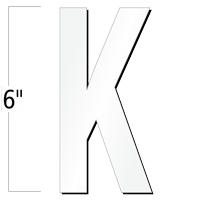 6 inch Die-Cut Magnetic Letter - K, White