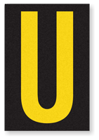 Engineer Grade Vinyl, 3.75 inch Letter, Yellow on Black, U