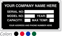 Rectangular Equipment Name Plate (1½" x 3")