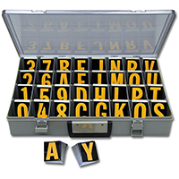 Reflective Vinyl Numbers and Letters Kit 2.5 Inch Tall Yellow and Black