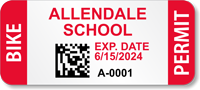 Custom School Bike Permit Decals with 2D Barcode