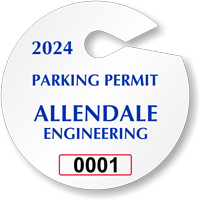 Custom Circle Parking Permit Hang Tag
