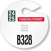 Custom Circle Parking Permit Hang Tag with Logo