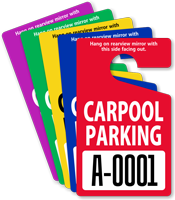 Carpool Parking Permit Mirror Hang Tag