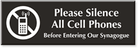 Silence All Cell Phones In Synagogue Engraved Sign