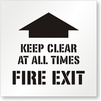 KEEP CLEAR ALL TIMES FIRE EXIT Floor Stencil