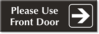 Please Use Front Door Sign with Right Arrow
