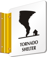 Tornado Shelter with Graphic Sign