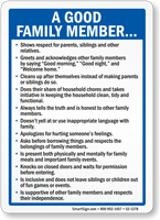 A Good Family Member Rules Sign