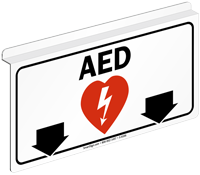 AED Sign with Down Arrows and Symbol