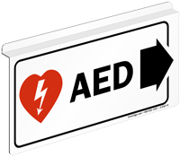 AED Sign with Right Arrow and Symbol