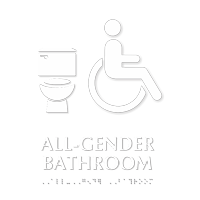 All-Gender Bathroom Braille Sign with Toilet Seat Symbol