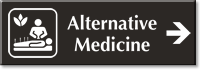 Alternative Medicine Engraved Sign with Right Arrow Symbol